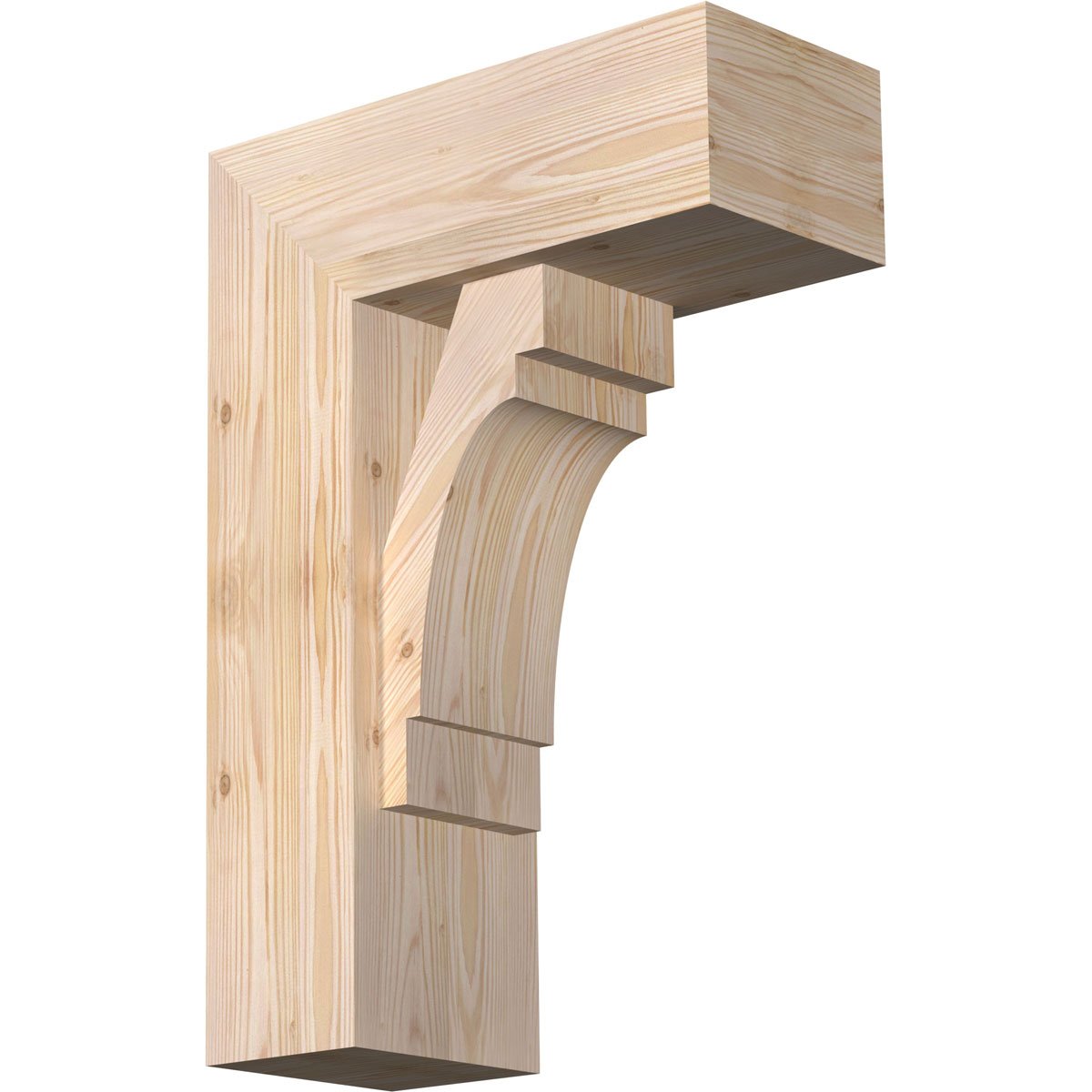 Ekena Millwork Merced Block Smooth Bracket w/ Offset Brace, Douglas Fir, 7 1/2"W x 18"D x 26"H BKT0806X18X26MRC05SDF - alternate 1